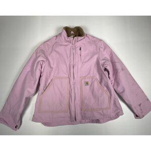 Carhartt WJ022 FPL Women XL Pink Sierra Sherpa Lined Duck Canvas Jacket Workwear